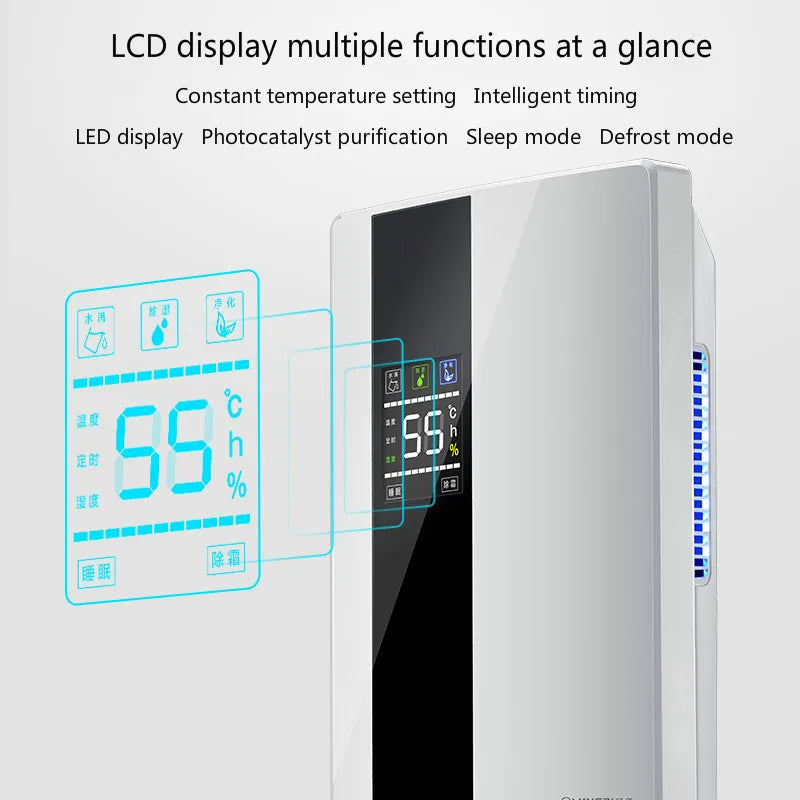 2023 Dehumidifier Moisture Absorber Fore Home Mute Bedroom Basement Remote Control Timing External Water Pipe LED Display 100w
