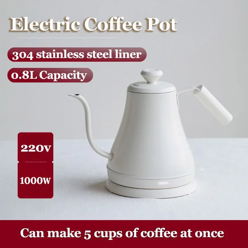 0.8L 220V Electric Espresso Pots Gooseneck Coffee Kettel Hand Brewing Make Tea Portable Moka Pot Coffeeware Teaware Hotel Home