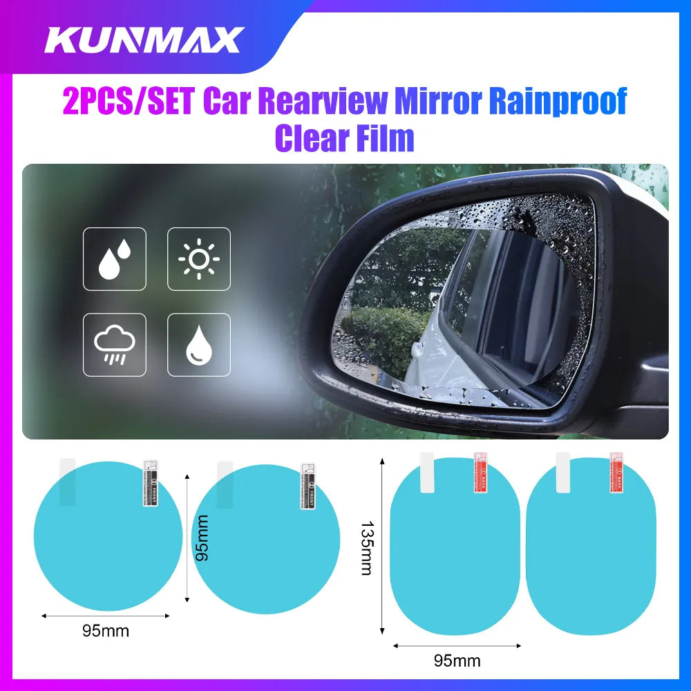 2Pcs Car Rearview Mirror Film Side Window Rainproof Clear Film Anti Fog Waterproof Protective Film Auto Sticker Car Accessories