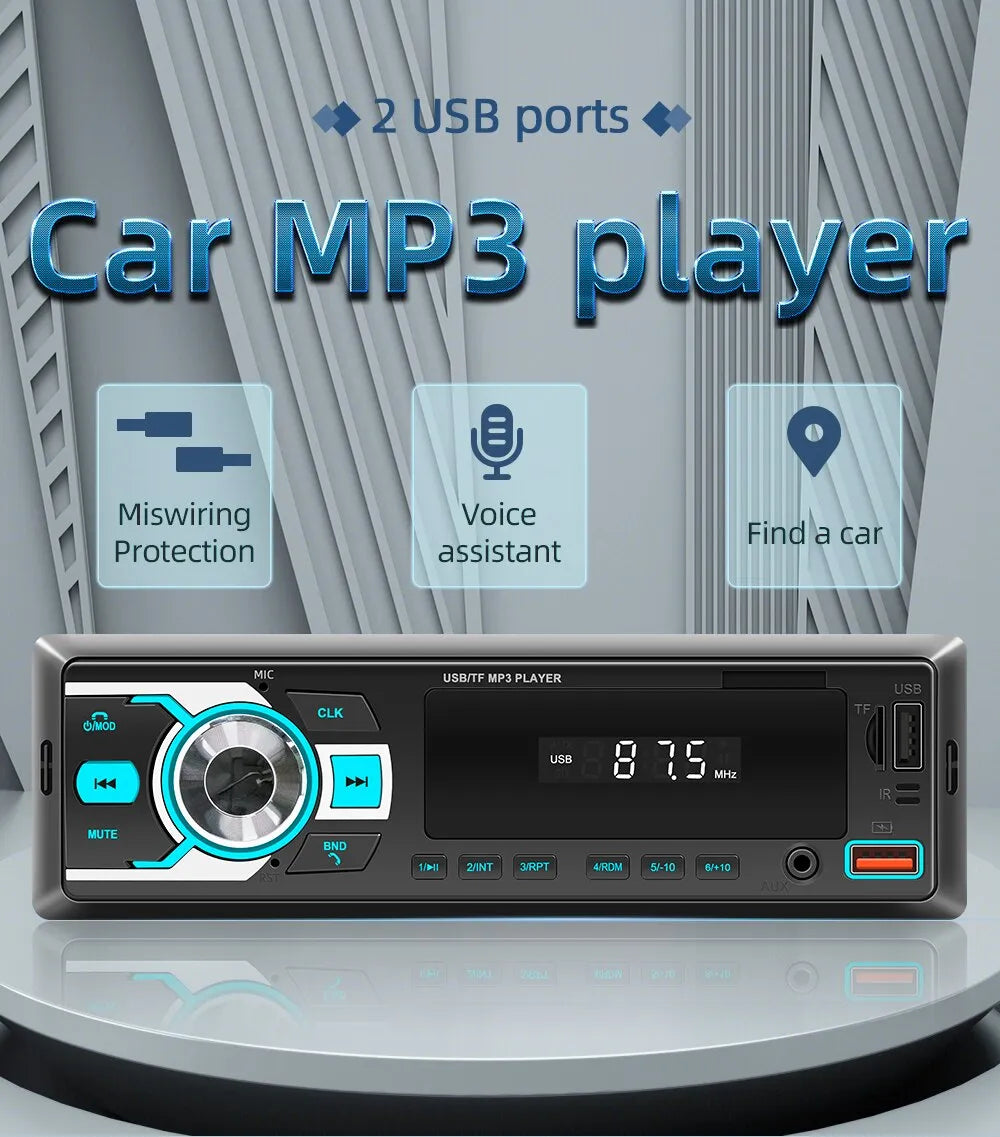 D3108 Car Radio Stereo Player Digital Bluetooth Car MP3 Player FM Radio Stereo Audio Music USB/SD with In Dash AUX Input