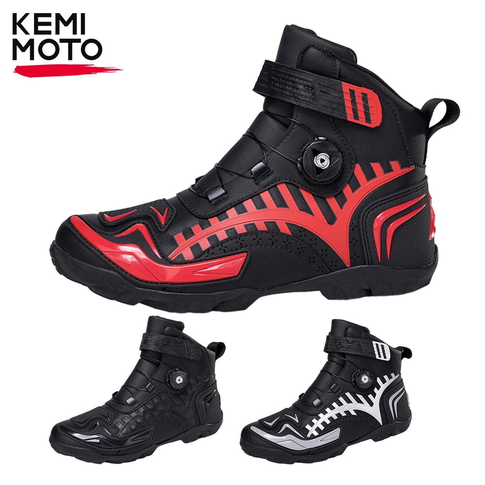 Motorcycle Boots Men Racing Shoes Riding Off-road Motorbike Breathable Black Durable Comfortable Unisex Highly Elastic Equipment