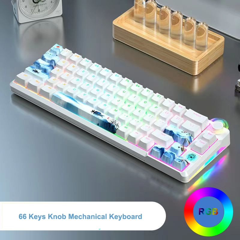 RGB Mechanical Keyboard 61/68 Key Portable Green/red/tea Switch Hot Swappable Wired Computer Laptop Office Game Esports