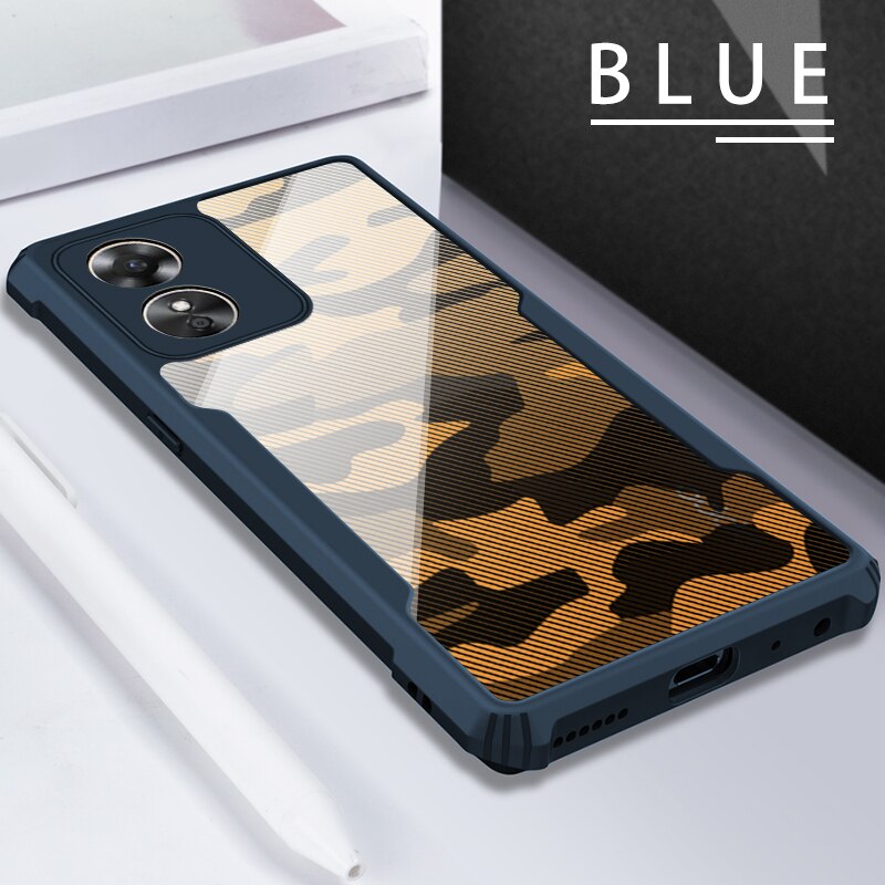Rzants For OPPO A17 4G Case Hard Camouflage Cover TPU Frame Bumper Half Clear Phone Shel