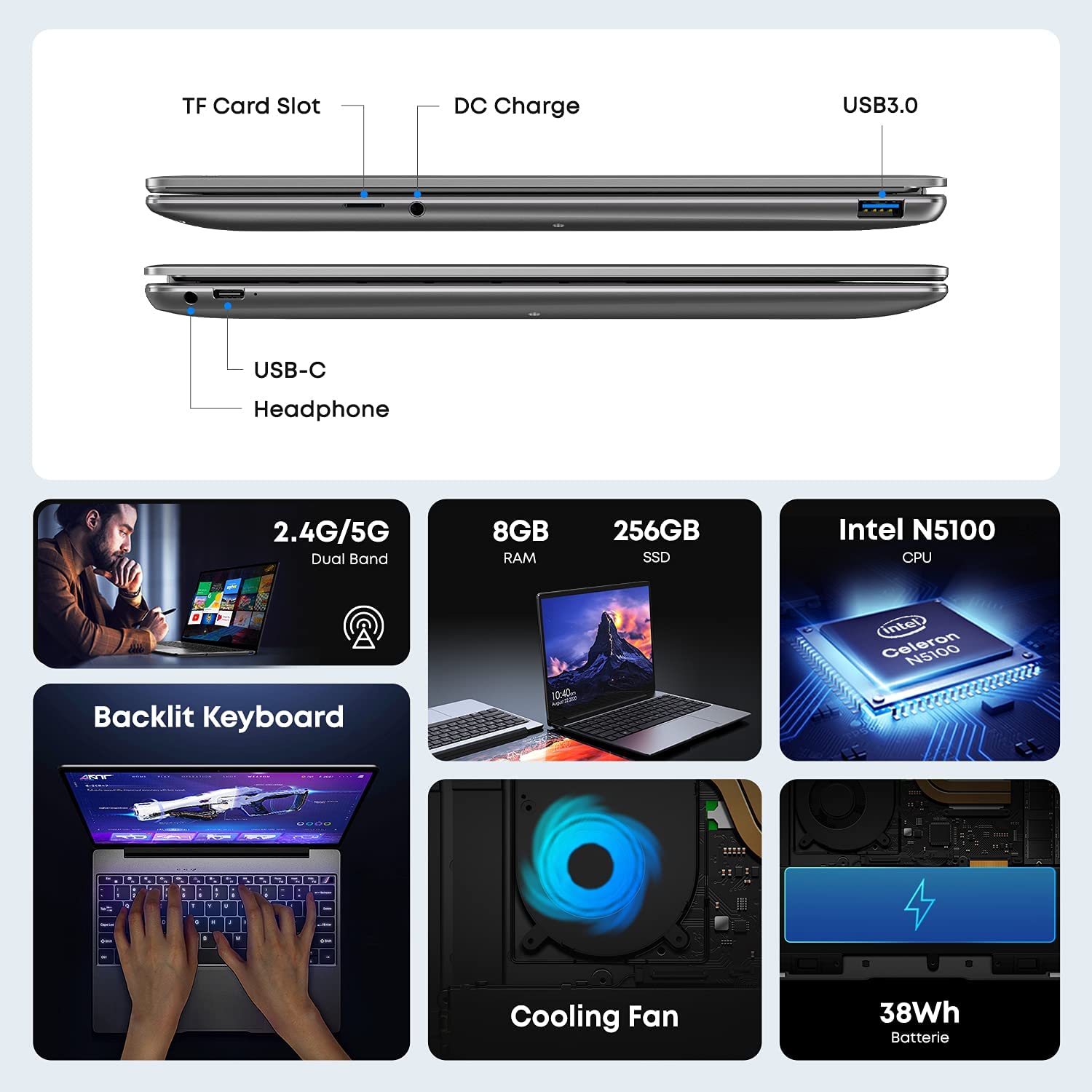 CHUWI Laptop GemiBook Pro Best 14 Inch 2160x1440p IPS Display all in one gaming Notebook Computer tablet pc