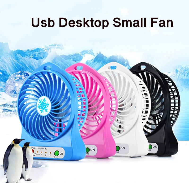 USB Mini Fan Chargeable Desktop Fans Handheld Outdoor Air Cooler 3-speed Adjustable Summer Fan LED Night Light Air Cooler Fans