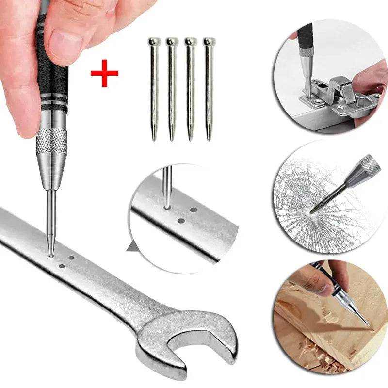Load Automatic Center Punch Spring Adjustable Pin Impact Marker Punch Set Woodworking Glass Press Dent Metal Drill Hand Tools