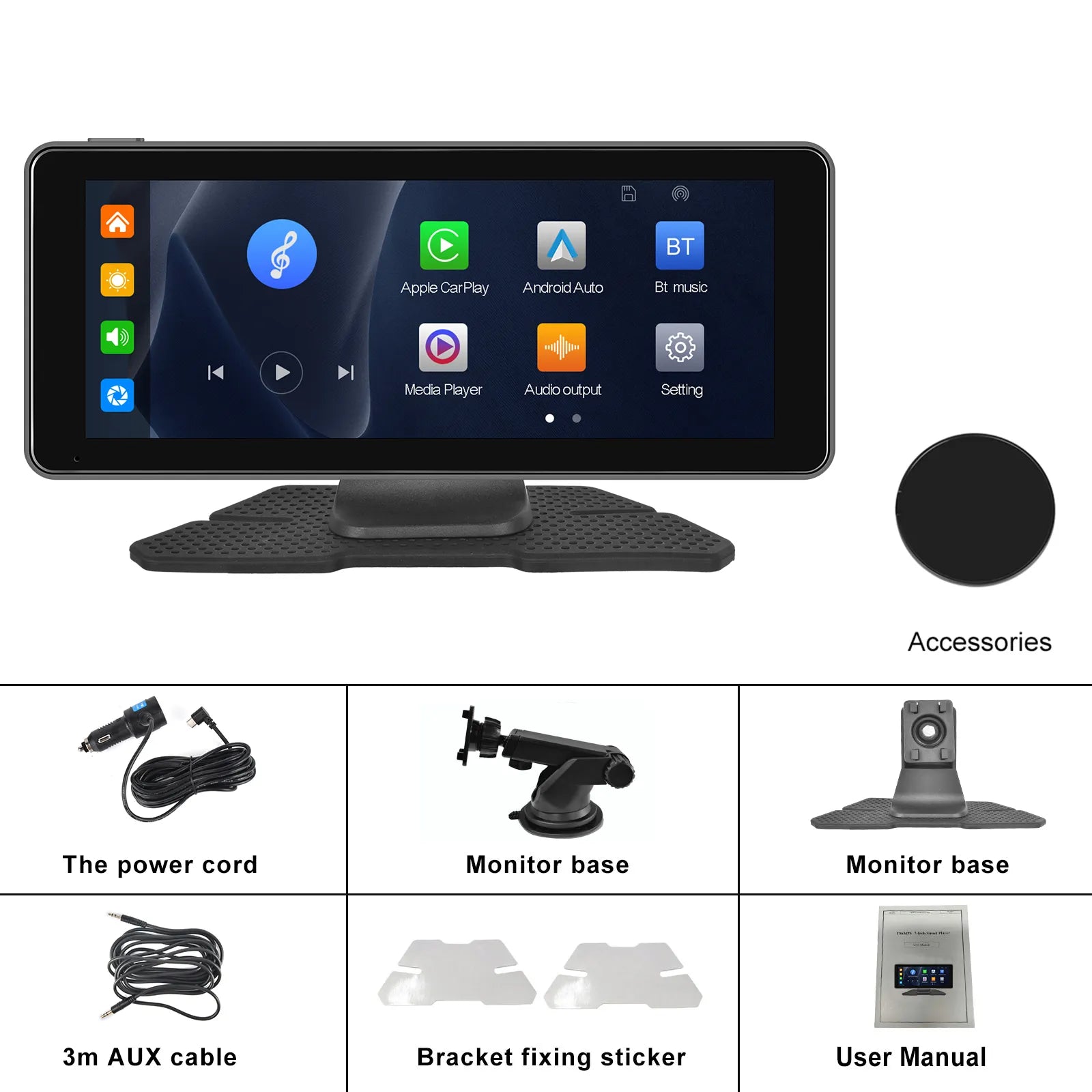 Podofo  6.86" Car Mirror Recording Carplay Android Auto Wireless Connection GPS Navigation HD Screen Dashboard DVR AI Voice