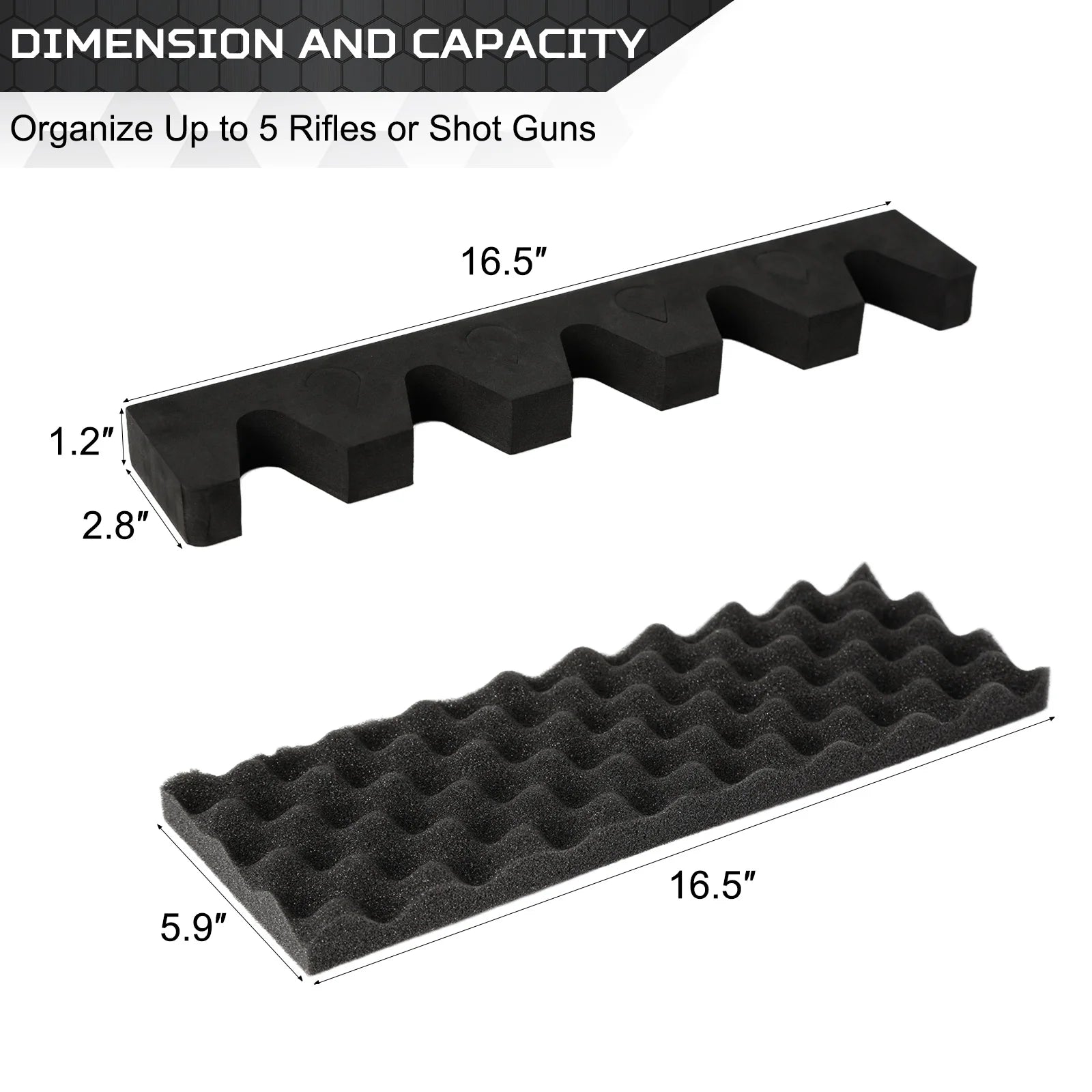 5 Guns Foam Gun Rack Hunting Gun Safe Accessory for Gun Storage Rifles Shotguns Wall Mount Gun Holder with Magnetic Strip + Hook