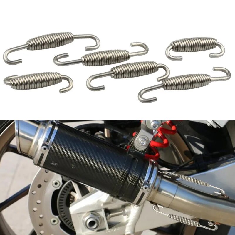 REALZION 2pcs Exhaust Pipe Spring Front Middle Link Pipe Rotatable Metal Springs Kit Set Universal Motorcycle Pipe Hooks