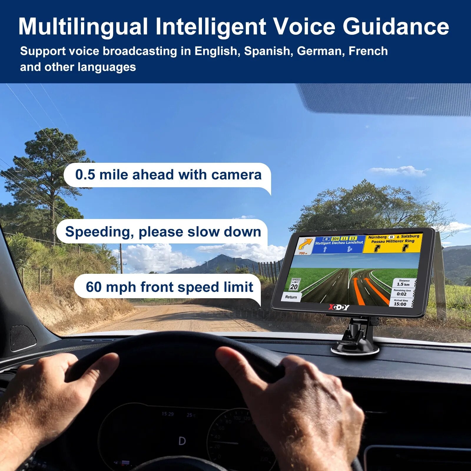 XGODY 7" Car GPS Navigation Truck GPS 256M+8G Navigtor Touch Screen Sunshade Sat Nav Navitel Lastest 2023 Europe America Maps