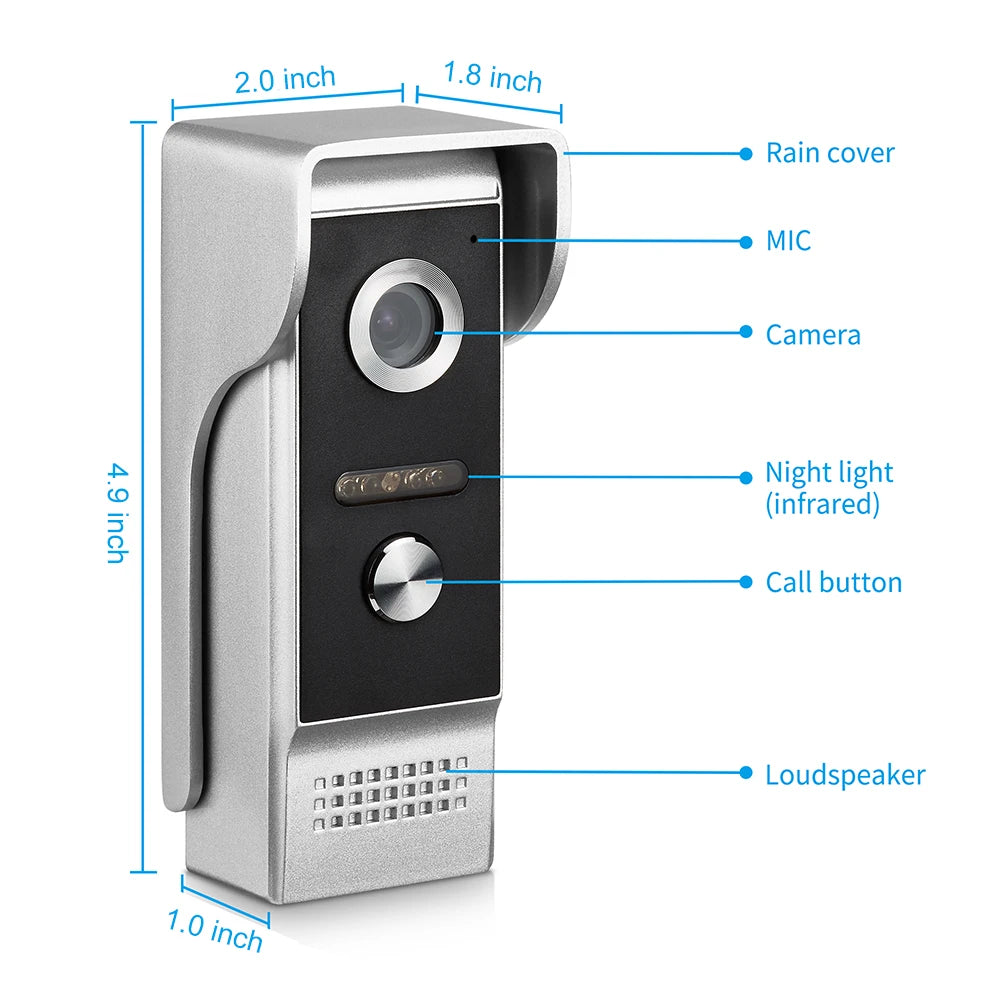 4.3 Inch 700TVL 4 wire setup Doorbell Video Camera Wired Touch Monitor Intercom Waterproof IR Night Vision For Home Surveillance