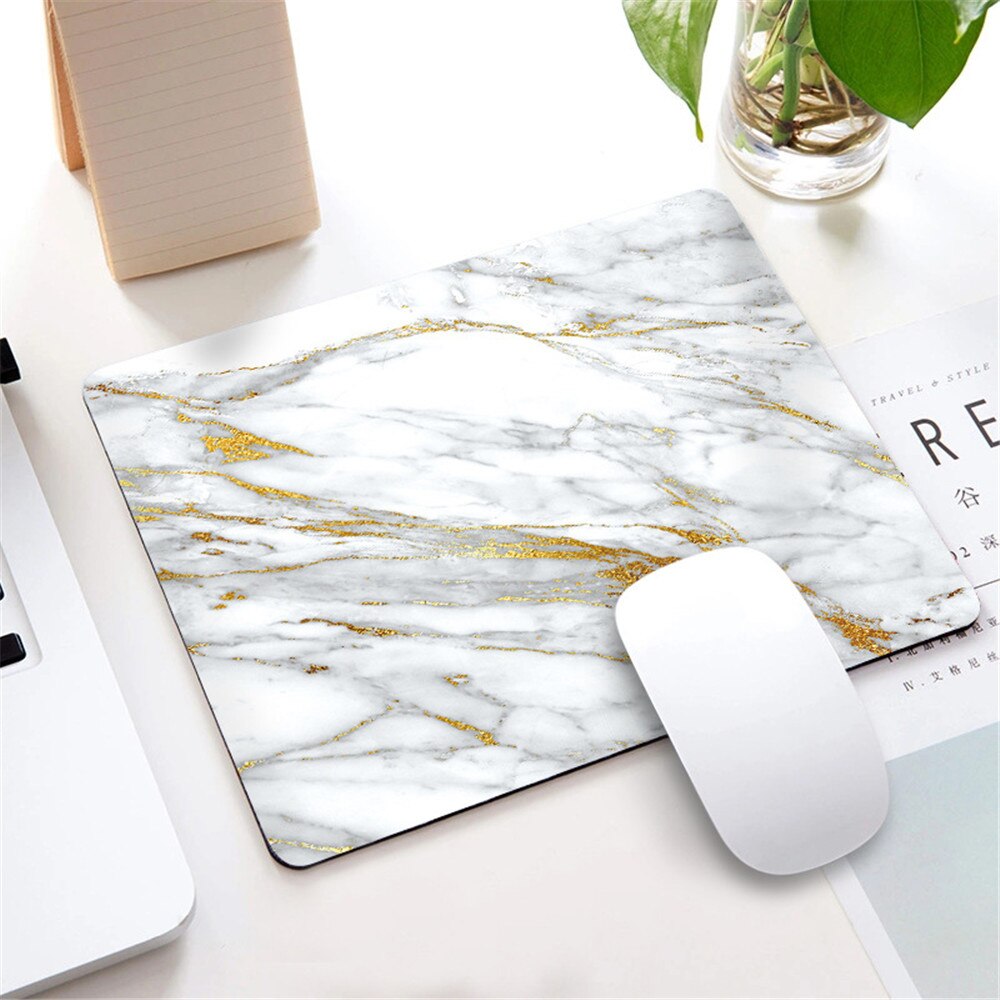 Marble Nordic Style Small Mouse Pad Computer Laptop Mousepad Rectangle Non-slip Rubber Base Deskpad Table Mat Desk Accessories