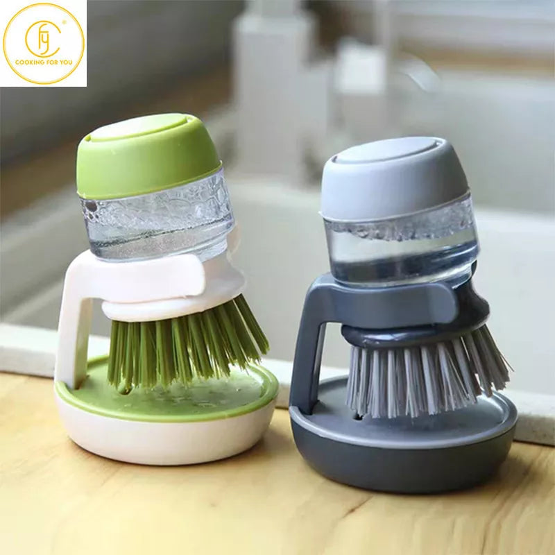 Household Handheld Presses Soap Cleaning Brushes Dish Bowl Pot Washing Brush with Removable Brush Head Kitchen Drit Clean Tools