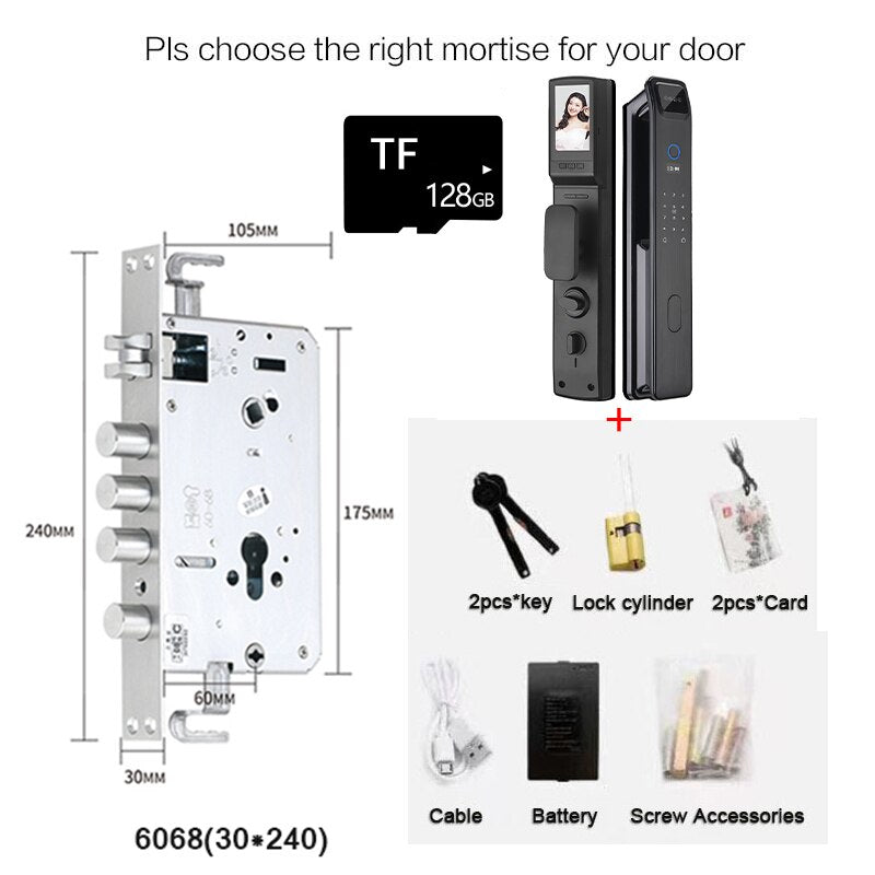 Fully Automatic WIFI APP 3D Face Recognition Smart Lock Fingerprint Biometric Card Key Digital Lock Home Smart Lock