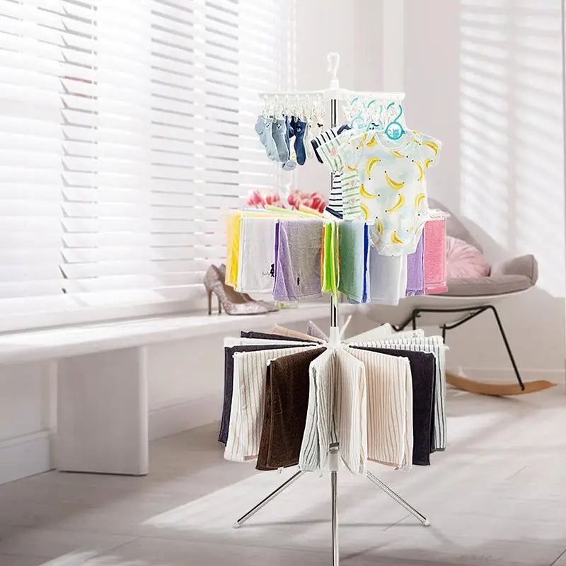Laundry Drying Rack 360 Rotatable Tripod Airer For Clothes Indoor Outdoor Laundry Hanger For Towels Socks Underwear Shirts