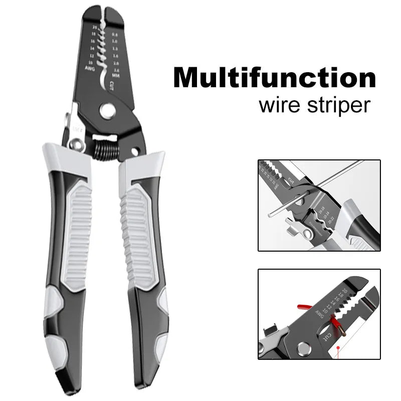CR-V Wire Stripper Pulling Plier Wire Cutter Multifunction Repairing Scissors Electrical Stripping Crimping Plier Hand Tool