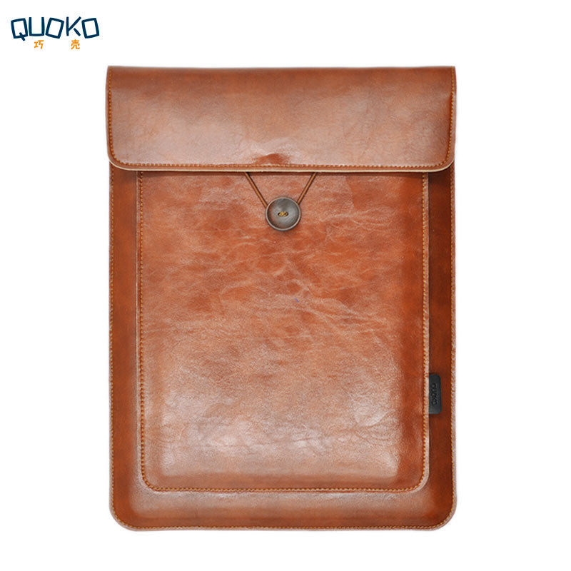 Double Layer High Capacity 13 Inch Laptop Bag Cover PU Leather Sleeve Case For M1 M2 MacBook Pro Air 13.3 13.6 Dell HP