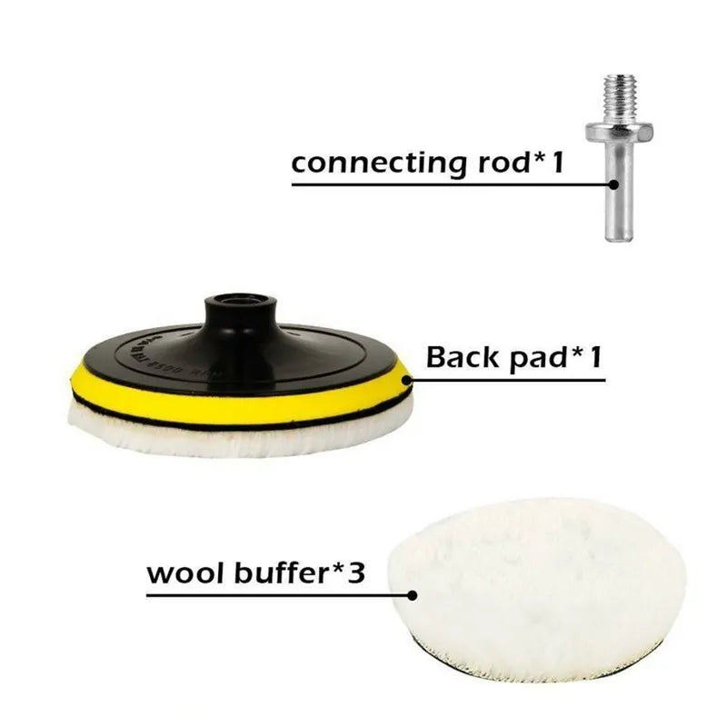 5Pcs Car Polishing Pad Set Wool Buffing Wheel Tool 3/4/5/6/7 inch Drill Polish Disc Kit for Car Polisher Auto Paint Waxing Care
