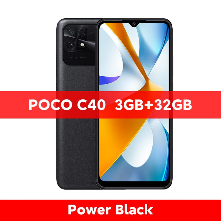 New Global Version POCO C40 3GB 32GB / 4GB 64GB Smartphone 6000mAh battery 6.71”Display JLQ JR510 Octa-core CPU 13MP main camera