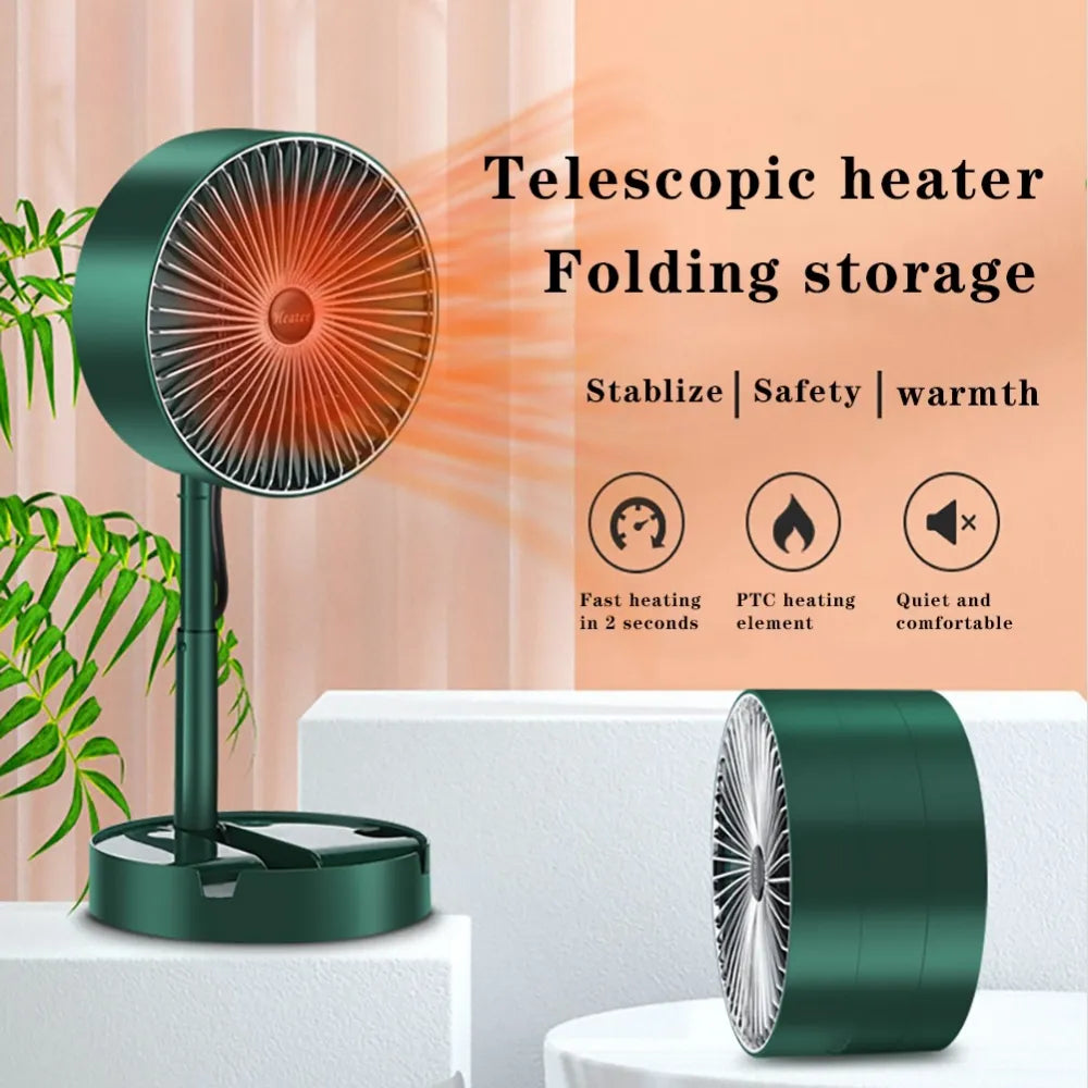 1000W Electric Fan Heater Home Portable Telescopic Folding Space Heater PTC Fast Heating Ceramic Office Room Small Heater 2 Gear