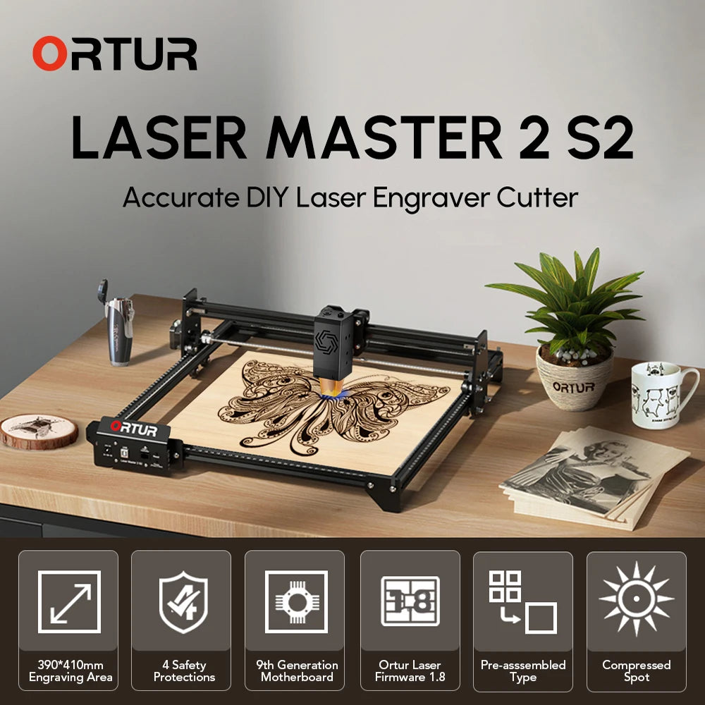 ORTUR Desktop Laser Engraver Cutter For Bigginner OLM2S2 5000mm/min 20W DIY Woodworking Metal Lase Engraving Cutting Machine