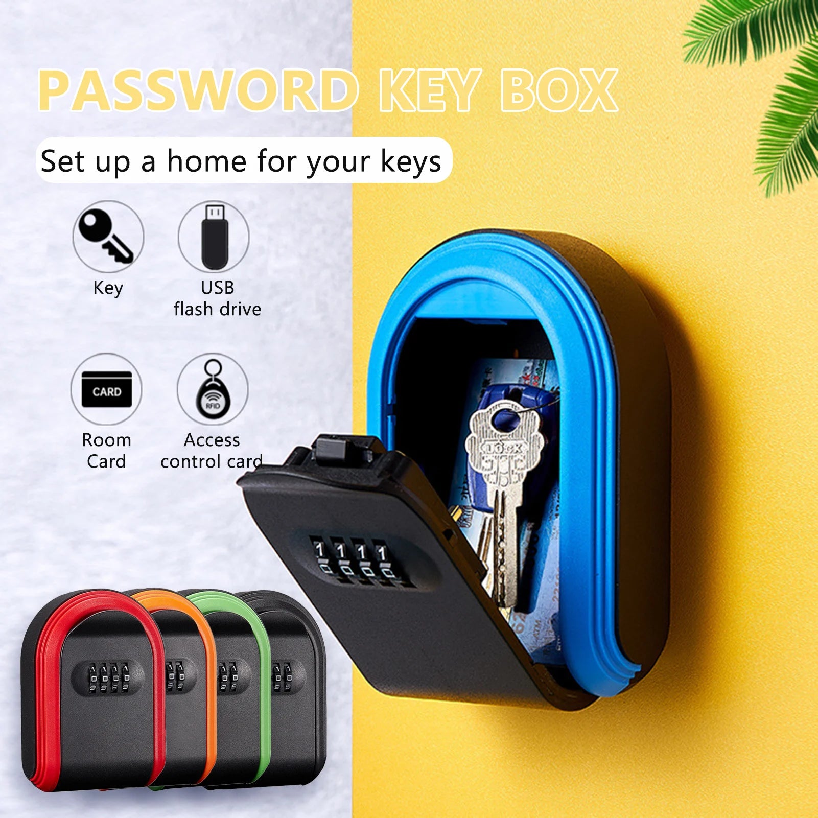 Plastic Door Key Storage Password Box Waterproof Wall Mount Key Lockbox For Homes Key