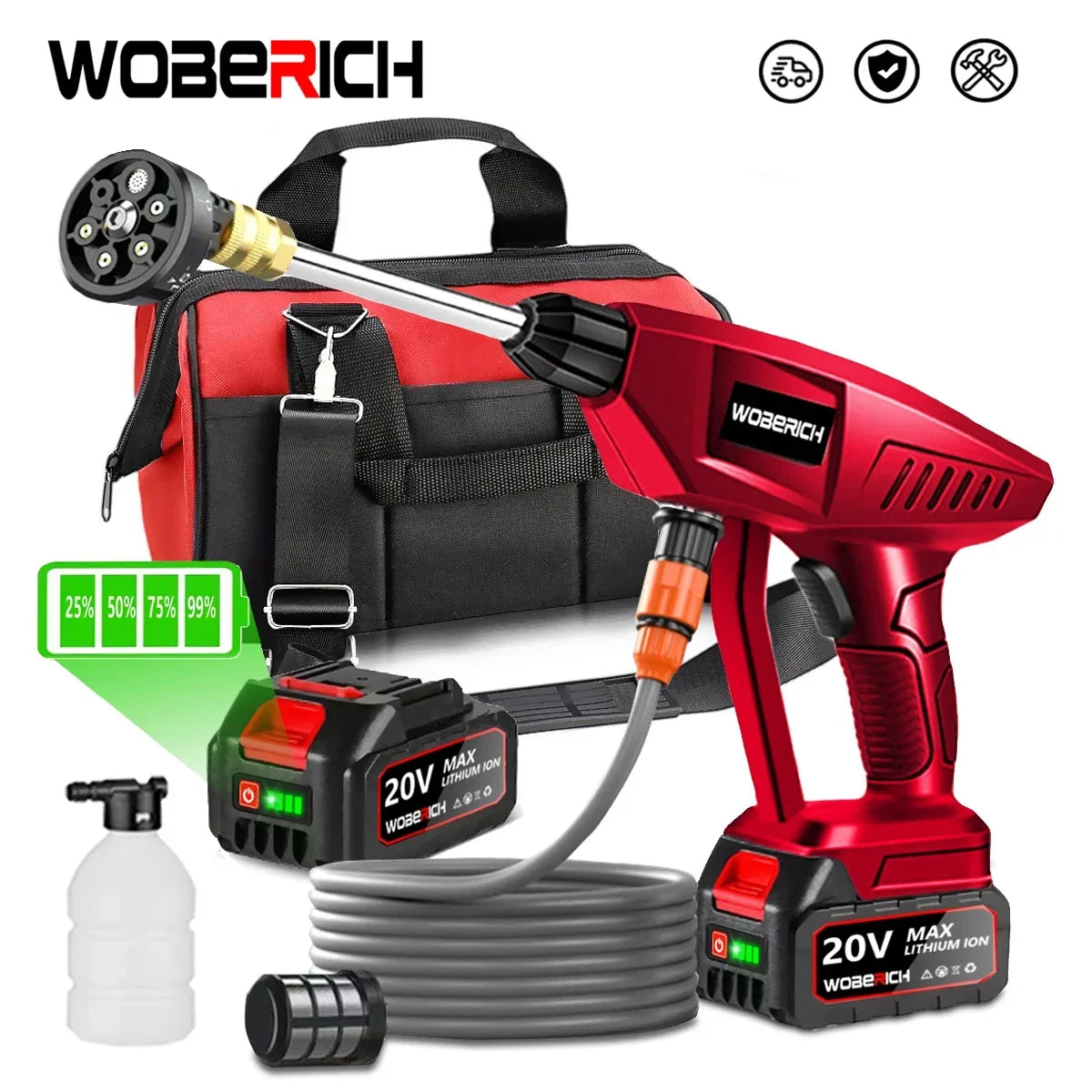 WOBERICH Cordless High Pressure Cleaner Washer Spray Water Gun Car Wash Pressure Water Cleaning Machine for Makita 18V Battery