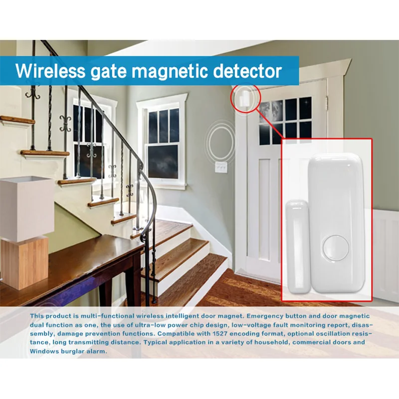 433MHz Wireless Magnetic Door Window Sensor Home for Alarm System App Notification Alerts Window Sensor Detector