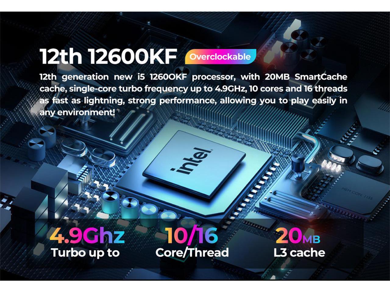 IPASON Gaming Desktop PC intel 12th i5 12600KF 10 Core up to 4.9GHz - ASUS GeForce RTX 3060Ti-1TB SSD NVMe-16GRAM WIFI6 WIN11