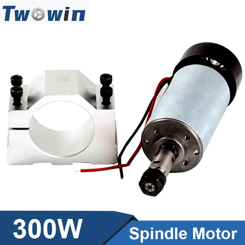 TWOWIN 300W Spindle Kit 0.3KW DC 12-48 CNC Spindle Motor Mount Bracket 24V 36V for PCB CNC Engraving Cutting Machine