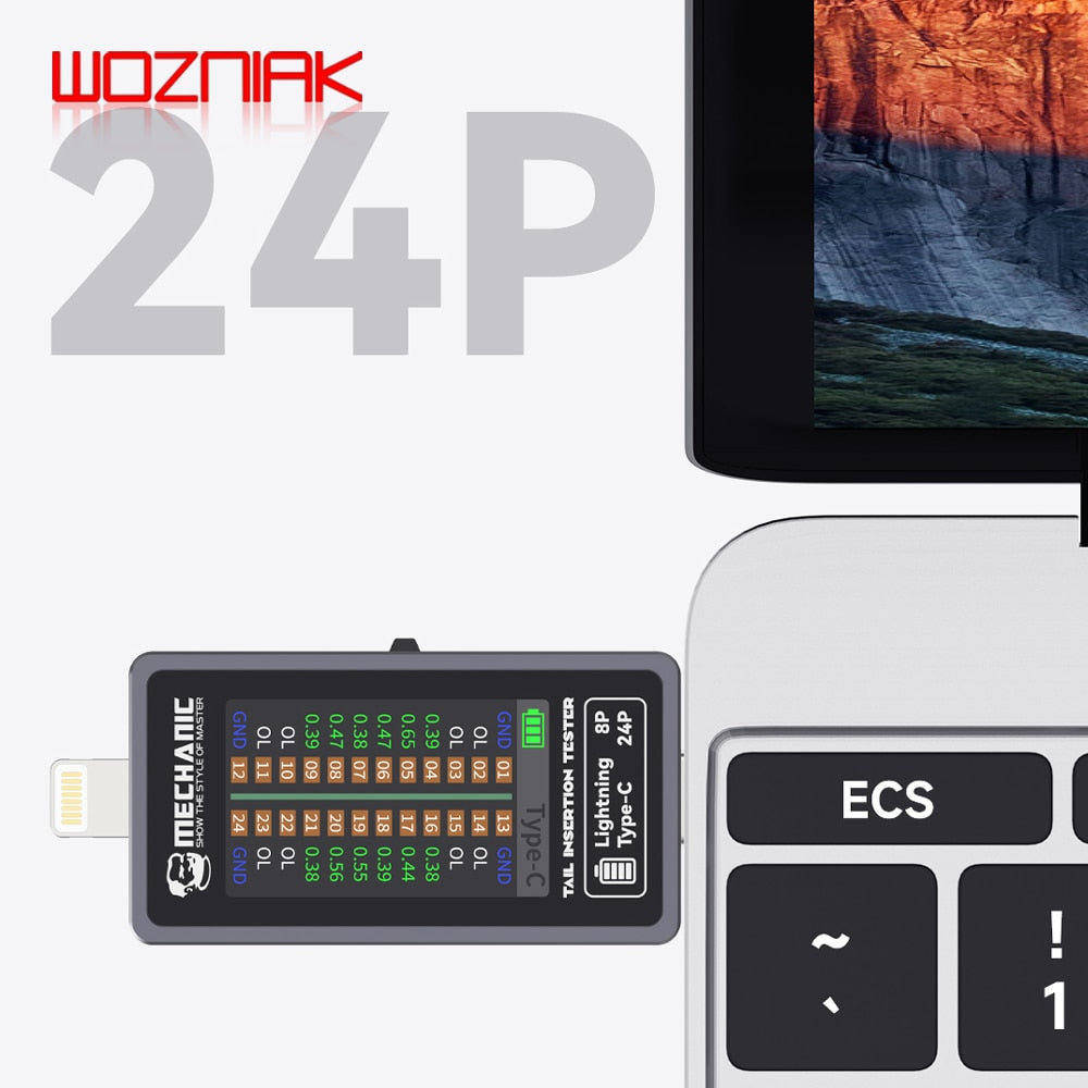 Mechanic T-824 No Disassembly Required Mobile Phone Tail Insertion Detector Digital Display Current Power Check Independent Pin