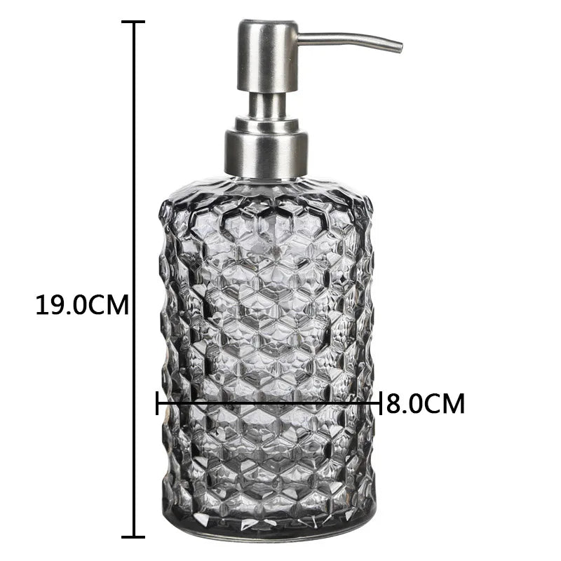 500ml Soap Shampoo Dispenser Transparent Liquid Hand Soap Glass Thickened Bottle Stainless Steel Pump Bathroom Soap Dispensers