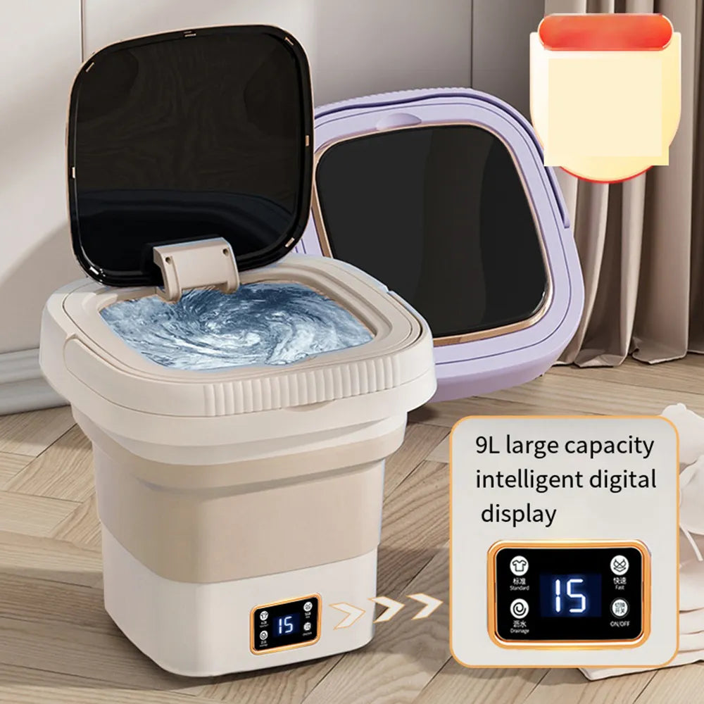 Portable 9L Folding and Washing Integrated Washing Machine Small Student Dormitory Washing Machine Baby Washing Machine