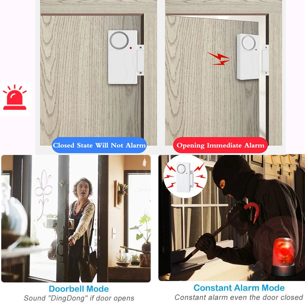 Elecpow Door Window Burglar Alarm Sensor Wireless Remote Control Anti-Theft Alarm System Kit Home Security Door Open Detectors