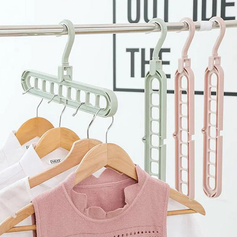 9-hole Clothes Hanger Organizer Space Saving Hanger Multi-function Folding Magic Hangers Drying Racks Scarf Clothes Storage
