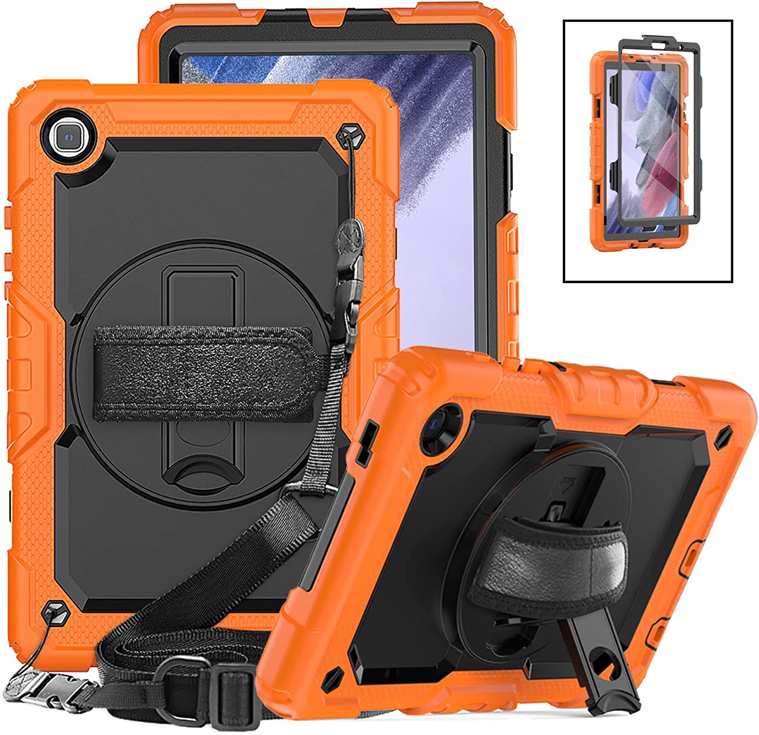 Case For Samsung Galaxy Tab A8 10.5 SM-X200 X205 X207 2022 Tablet Cover A7 10.4 Lite 8.7 Kids Capa Screen Protector+Handle Strap