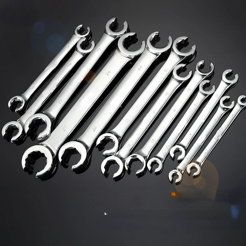 Oil Pipe Flare Nut Wrench Open Ring Double Head Spanner  High Torque Mirror Hand Tool Brake Wrench for Car Repair