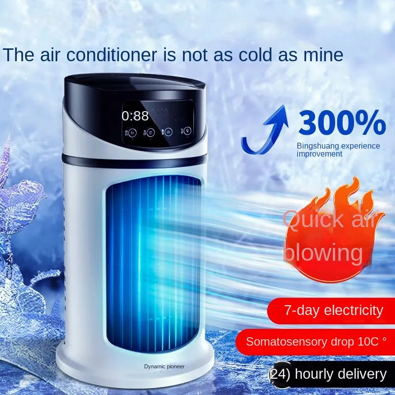 Portable Leafless Electric Fan Air Cooler 6 Speed Silent Timer Air Conditioner Cooling Fan Humidifier Desktop Conditioning Fans