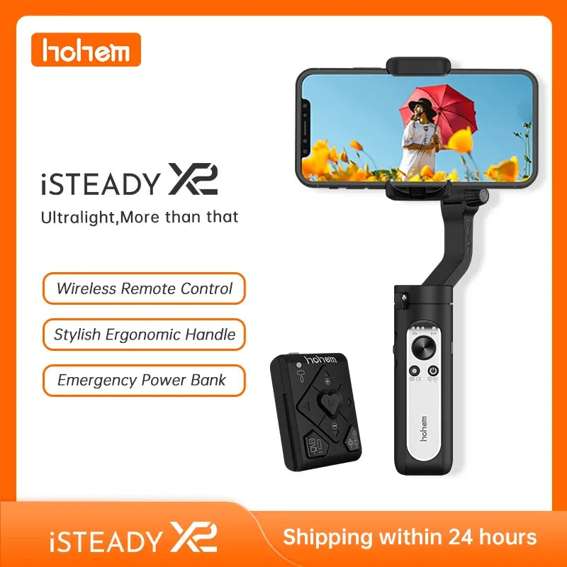 Hohem iSteady X2 Smartphone 3-Axis Gimbal with Remote Control Foldable Handheld Phone Stabilizer for iPhone/Samsung/Huawei