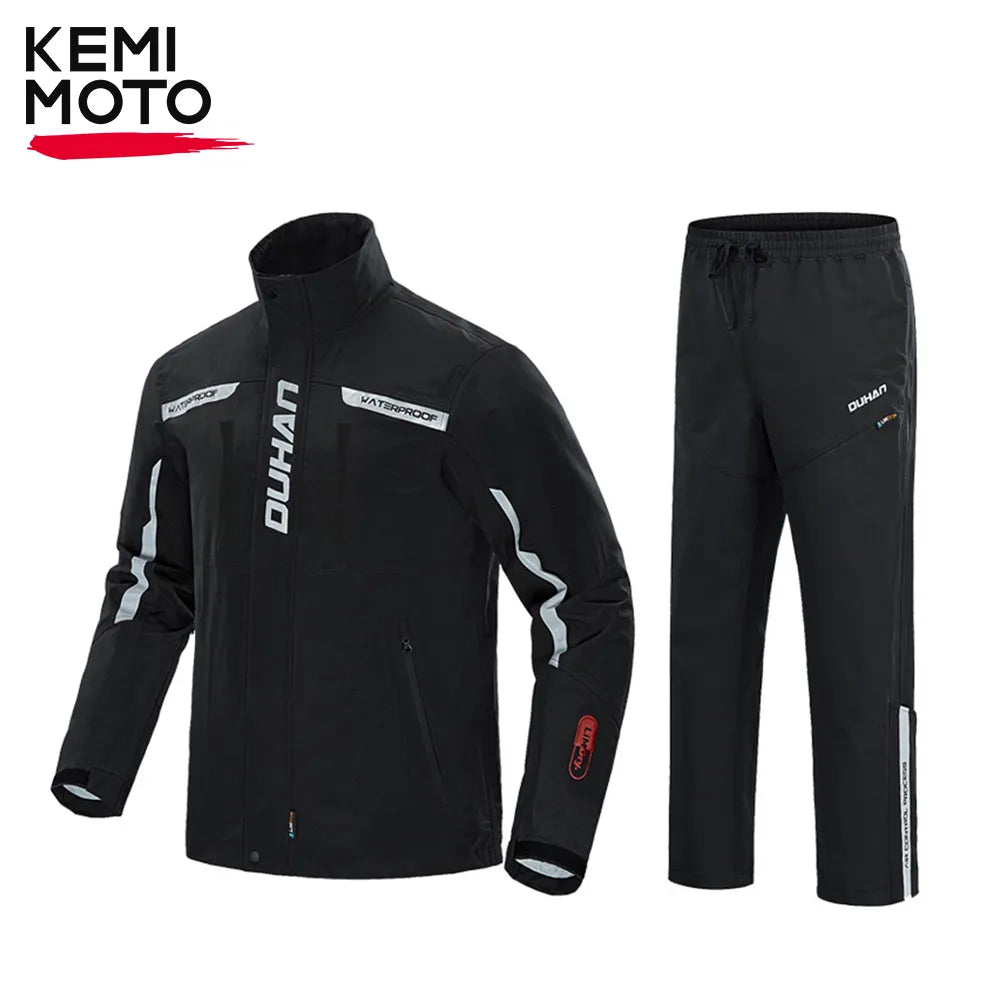 KEMIMOTO Motorcycle Raincoat Jacket Pants Reflective Off-road Moto Suit Racing Suits Motorcycle Jacket Men Rainproof Waterproof