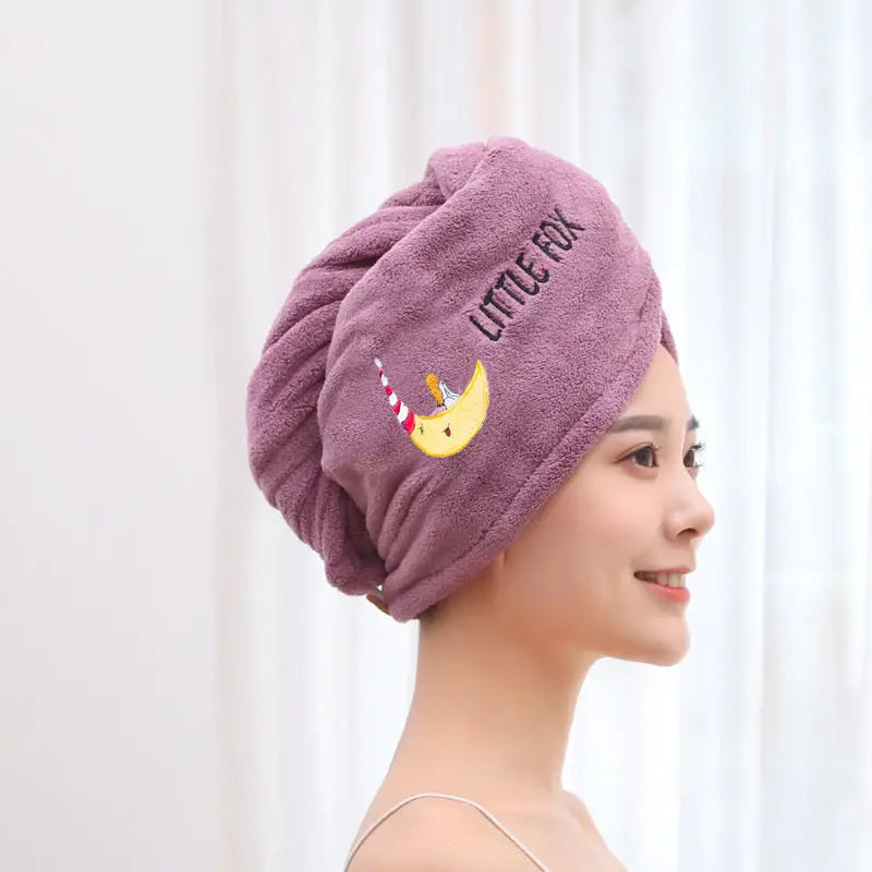 Fleece Embroidery Hair Drying Cap Towel Dry Turban Soft Quick Dry Magic Shower Cap Bath Hats For Women Girls