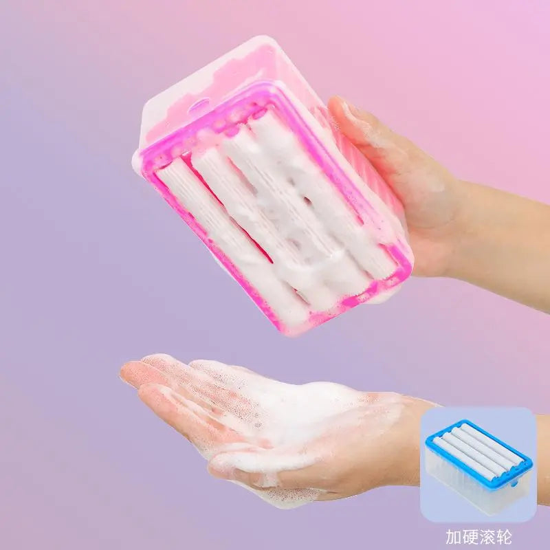New Hand Free Scrubbing Soap Box Multifunctional Bubble Box Household Automatic Soap Drain Roller Laundry Soap Drainage Type