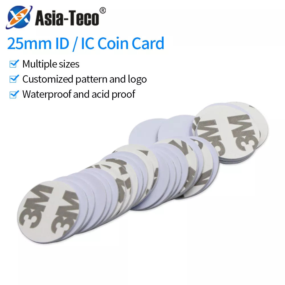 100pcs 125Khz RFID ID Round Sticker Coin Cards TK4100 Chip or 13.56Mhz M1 Key Fob Read Only Tag for Access Control loT Security