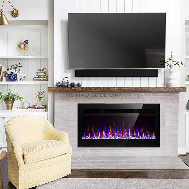 New 3D Electric Fireplace, Household Heater, Indoor Stove, Concealed Wall Mounted Decoration, Fire Electric Fireplace