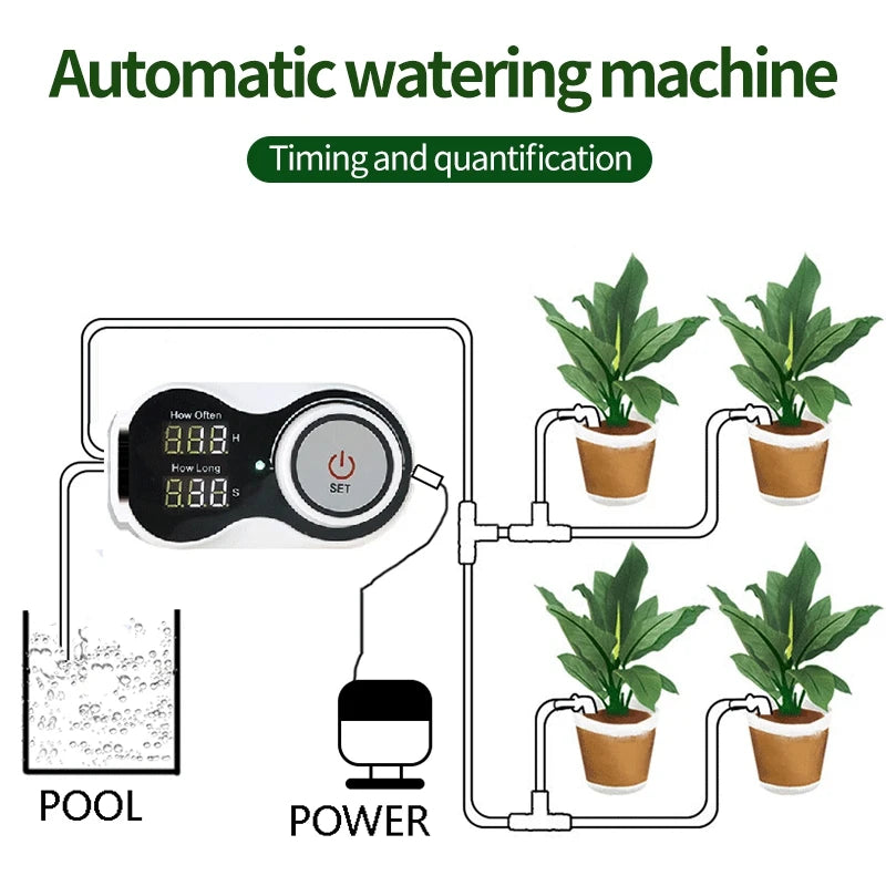 Smart Drip System Automatic Timer Watering Device Plant Flower Watering Pump Controller Home Gardening Drip Irrigation Tool