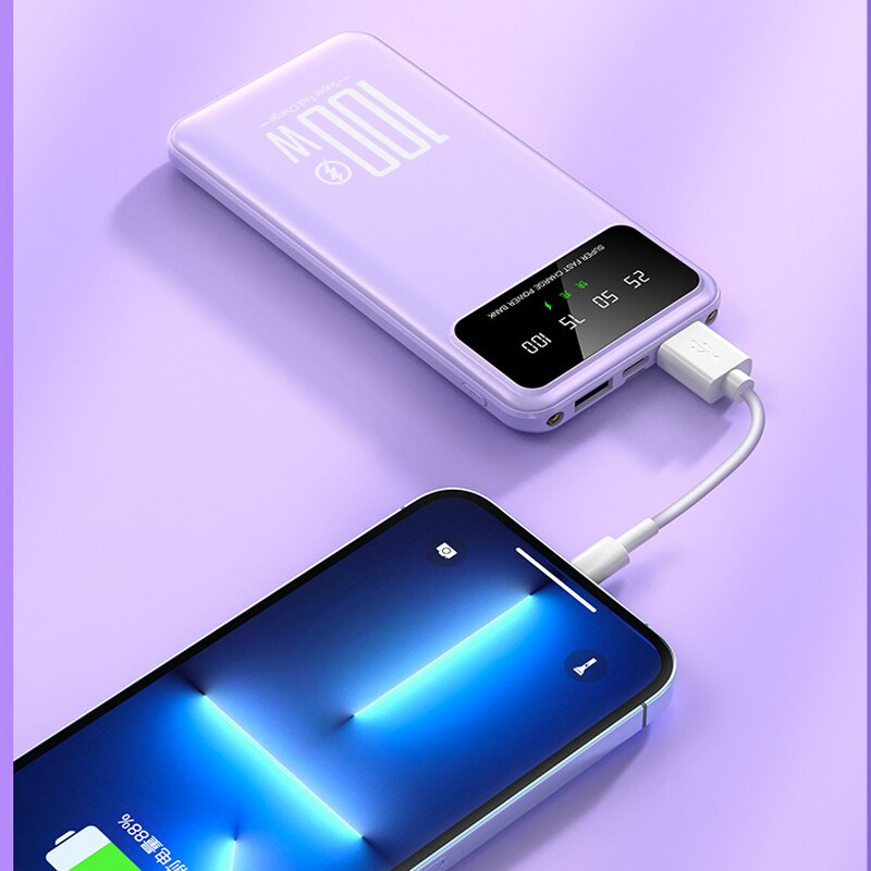 100W Super Fast Charging Power Bank 20000mAh Portable Charger External Battery Pack Powerbank for iPhone Xiaomi Huawei Samsung