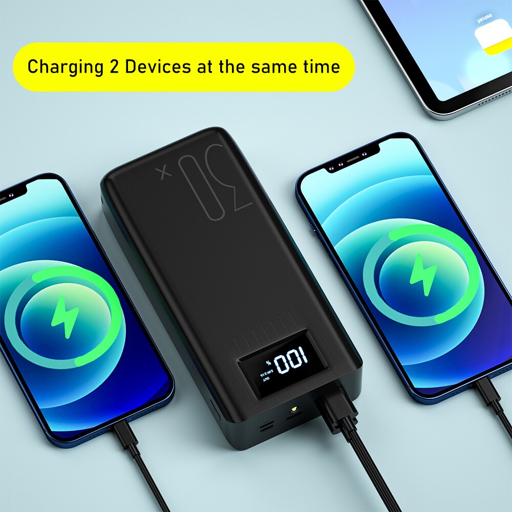 Power Bank 30000mAh TypeC Micro USB C Powerbank LED Display Portable External Battery Charger 30000 mAh For iPhone Xiaomi Tablet