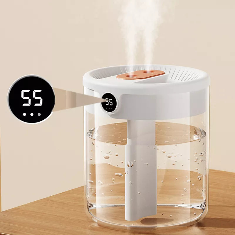 Newest- 2L Double Nozzle Air Humidifier With LCD Humidity Display Large Capacity Aroma Essential Oil Diffuser For Home, Bedroom