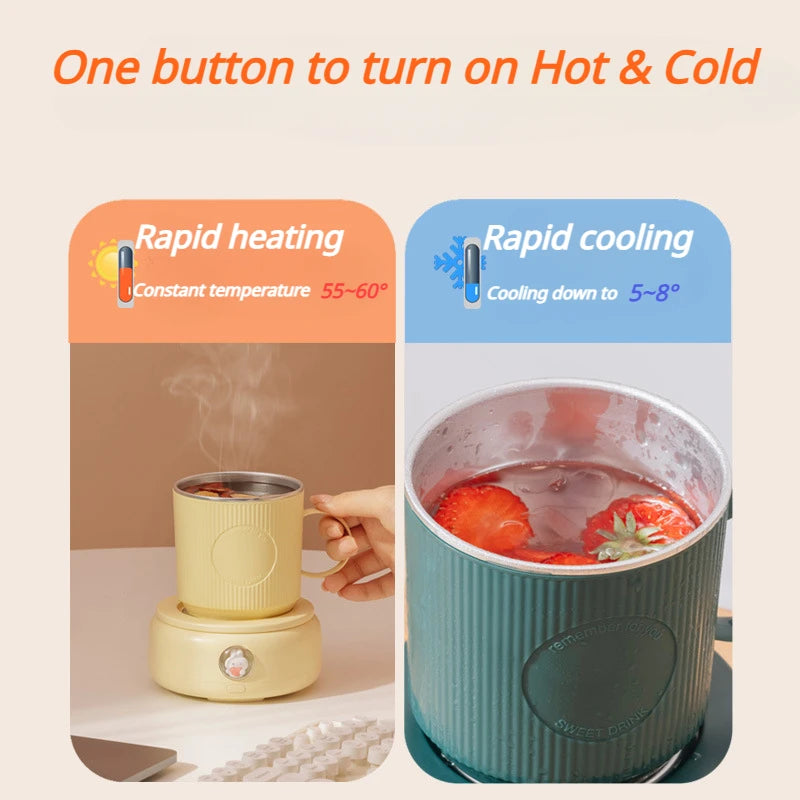 Portable Electric Cooling Cup Plate Electric Beverage Warmer Fast Refrigeration Constant Temperature Heating Coffee Thermal Mug