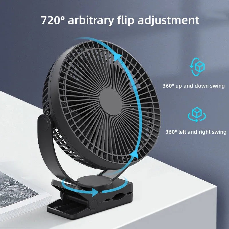 USB Charging Home Room Table Wireless Electric Fan 10000mAh Battery Outdoor Travel Portable Clip Ceiling Fan 4 Speed Adjusted